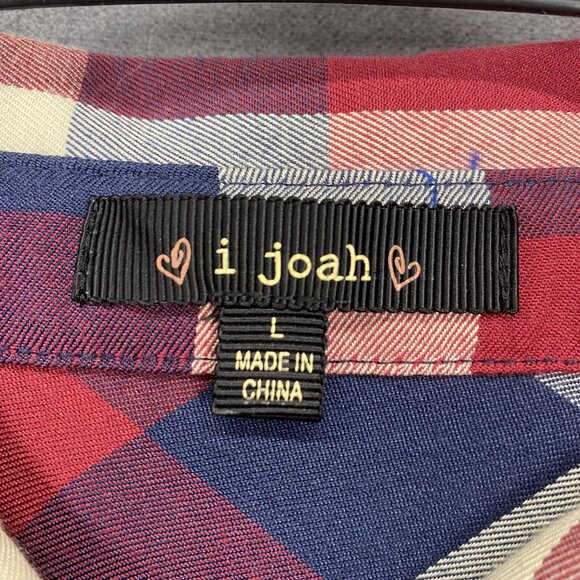 I Joan Red/Blue Plaid Button-Up Shirt Womens Size L 50% Cotton/50% Polyester - Picture 4 of 11